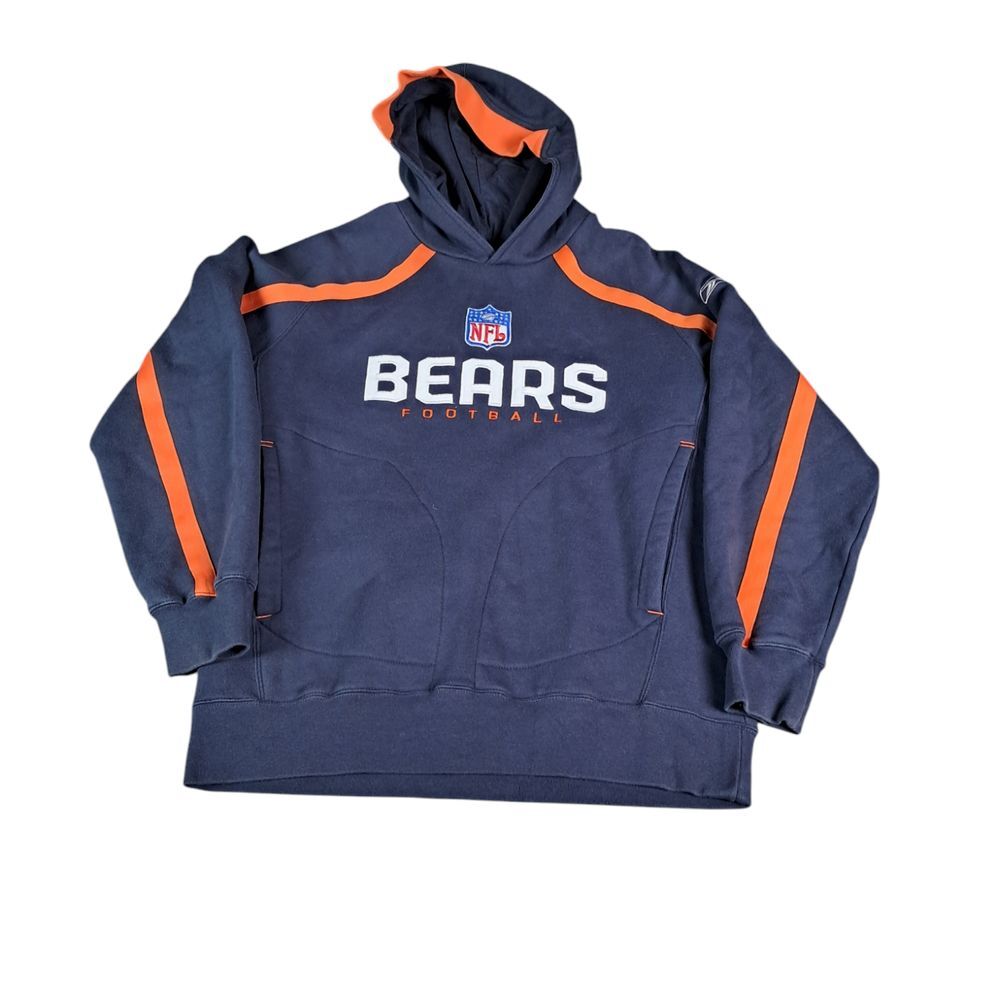 Chicago Bears NFL‎ Long Sleeve Hoodie Navy Blue/Orange Mens Size Large